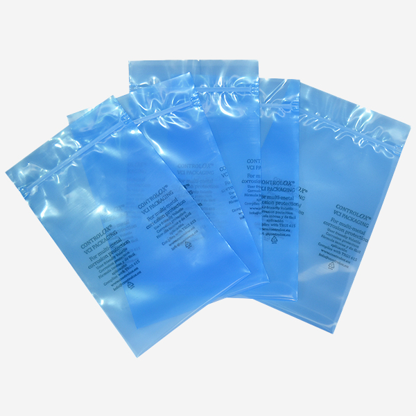 Bolsas anticorrosivas con autocierre azul transparente