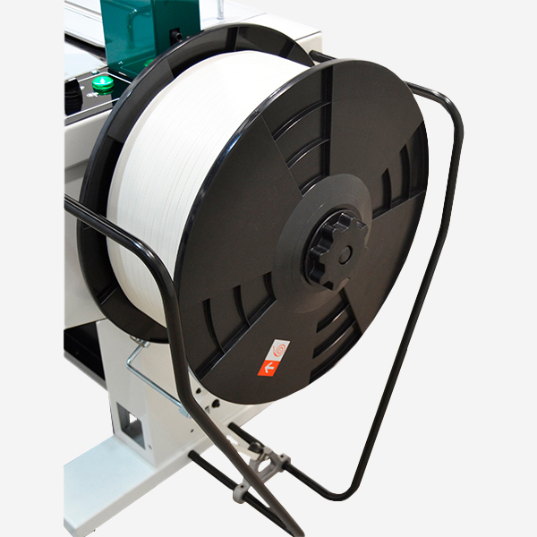 Flejadora automática de mesa SPK 1600 carro portabobina