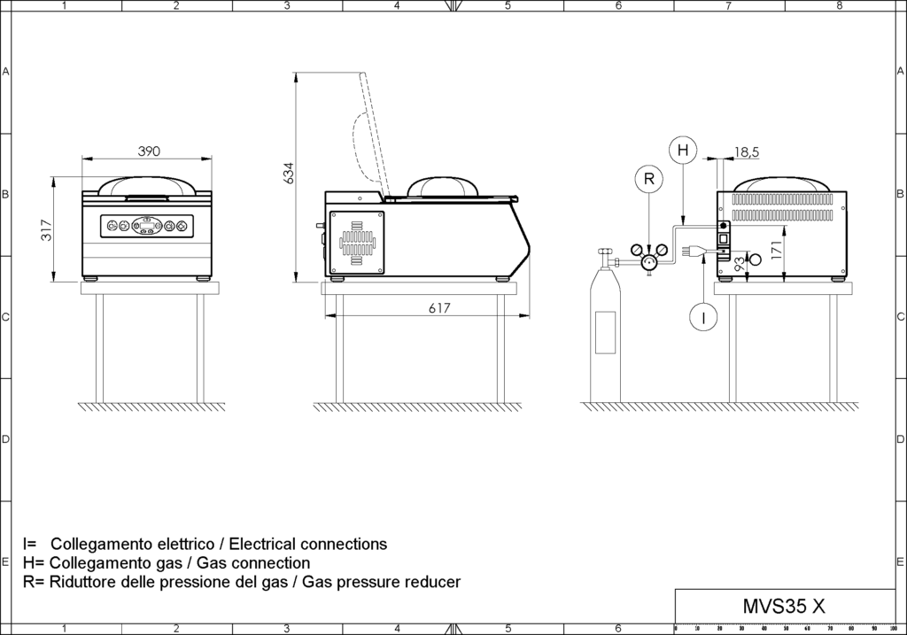 Layout Máquina envasado al vacío MVS35 X