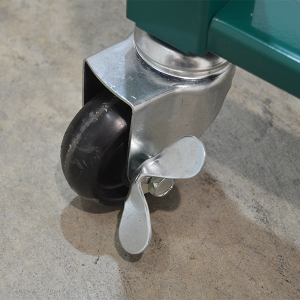 Flejadora semiautomática de mesa SPK 1202 detalle ruedas